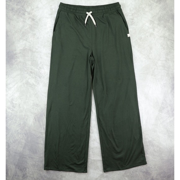 Vuori Pants - Vuori Dark Green Wide-Leg Track Pants